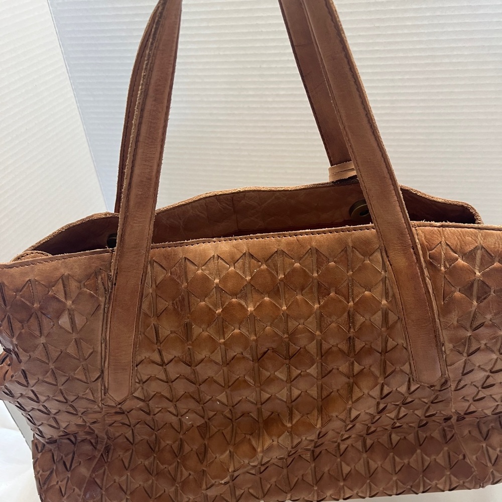 Valentina Tan Leather Basket Weave Hobo Bag - Picture 9 of 14